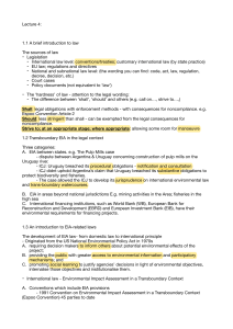 Lecture 4: Transboundary EIA in Legal Context & International Obligations