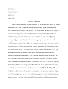 Alec Cauper's GEO-1101 Final Self Assessment for an A Grade