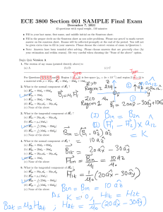 ECE 3800 Electromagnetics Sample Final Exam - Dec 2021