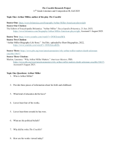 The Crucible Research Project: Arthur Miller & 11th Grade Literature