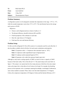 R-134a Refrigeration System Design: Thermodynamics Project Summary