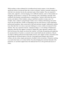 Emotional Labor of Teachers: Challenges, Burnout, and Support