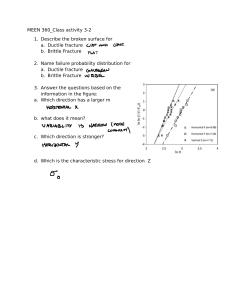 MEEN 360 Class Activity: Fracture Mechanics & Weibull Analysis