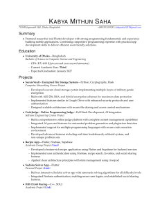 Kabya Mithun Saha - Frontend Researcher & Flutter Developer Resume