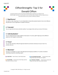 CliftonStrengths Top 5 Report for Donald Clifton | Personal Strengths
