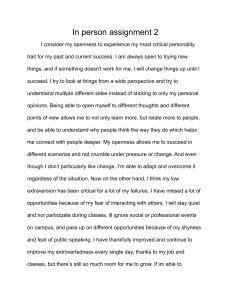 Personality Traits: Openness, Extraversion, Success & Failure Reflection