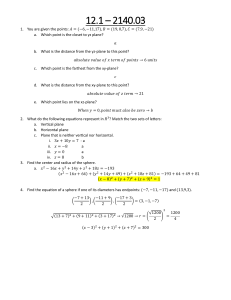3D Geometry Problems: Spheres, Planes, and Coordinates