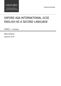 IGCSE ESL Listening Mark Scheme - Oxford AQA