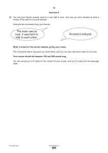 Café Review Writing Exercise for Language Exam