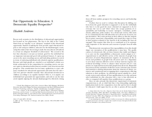 Fair Opportunity in Education: Democratic Equality