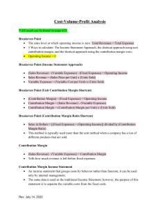 Cost-Volume-Profit Analysis: Breakeven & Margin of Safety