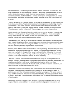 Finding Meaning: Stillness, Motion, and Life's Balance