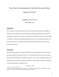 Salt Concentration & Specific Heat Capacity of Water