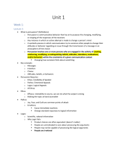 Persuasion: Definitions, Ethos, Pathos, Logos | Lecture Notes