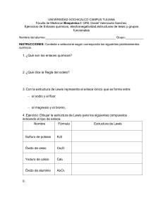 Hoja de ejercicios de Bioqu&iacute;mica: Enlaces qu&iacute;micos y grupos funcionales