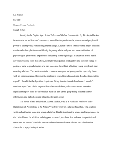 Source Analysis: Identity in the Digital Age