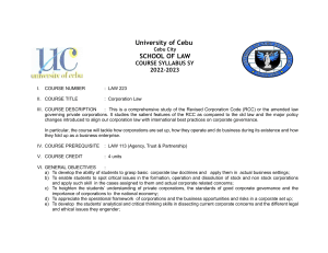 Corporation Law Syllabus - University of Cebu