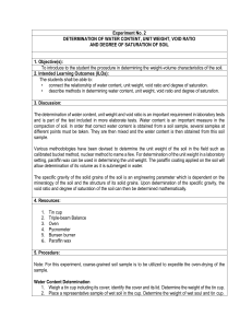 Soil Mechanics Lab: Water Content, Unit Weight, Void Ratio