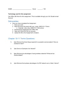 Networking & Database Assignment: Chapter 10-11 Terms
