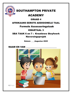 Graad 4 Afrikaans Assesseringstaak: Fabels Navorsing & Kreatiewe Skryfwerk