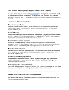 Data Science in Management: Opportunities for 2026 & Beyond