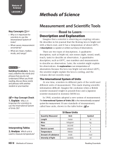 Methods of Science: SI Units, Measurement, & Data Analysis