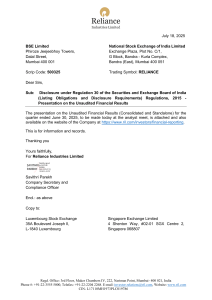 Reliance Industries Q1 FY26 Unaudited Financial Results Presentation