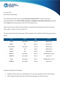 OWIS School Team Selection Trials 2025-2026 - ACSIS Competitions