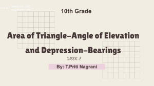 10th Grade Math: Area of Triangle, Elevation, Depression, Bearings