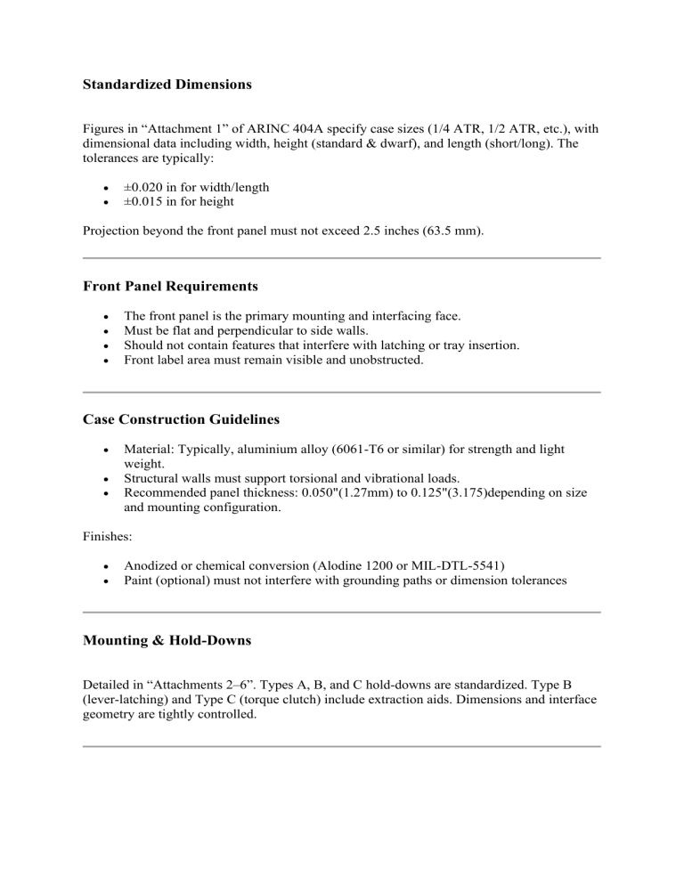 ARINC 404A Enclosure Design & Mounting Guidelines | Technical Specs
