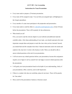 ACCT 305 Cost Accounting Team Presentation Instructions - Binghamton