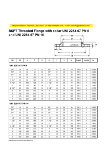 BSPT Flange Dimensions: UNI 2253-67 & UNI 2254-67 Data