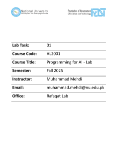 Programming for AI Lab Manual - Python Tasks
