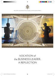 Vocation of the Business Leader: A Reflection
