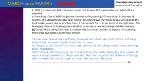 Franchising vs. Own Shops: Exam Paper Solution