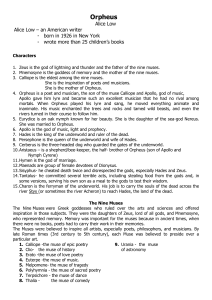 Orpheus Myth: Characters, Plot Elements Study Guide