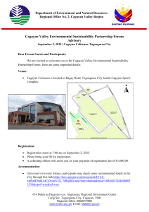 Cagayan Valley Sustainability Forum Advisory