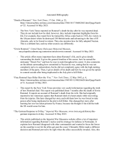 Erwin Rommel: Annotated Bibliography of Key Sources