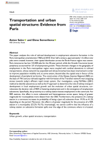Transportation & Urban Structure: Paris Employment Subcentres