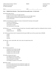 Economics Quiz - Supply, Demand, and Market Analysis