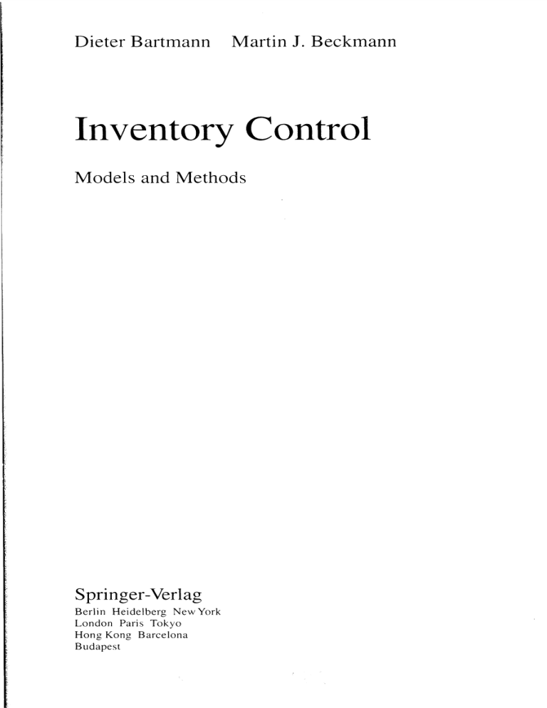 Inventory Control: Models and Methods Textbook