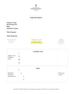 Explanation Speech Outline Template - Communication Studies
