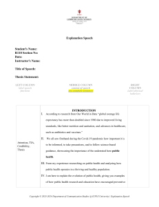Public Health Speech Outline: Evolution & Impact