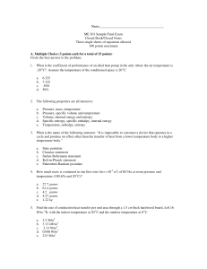 ME 301 Sample Final Exam - Thermodynamics & Heat Transfer