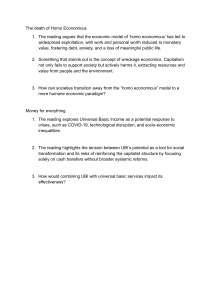 Homo Economicus, UBI, & Humane Economics: Discussion Points