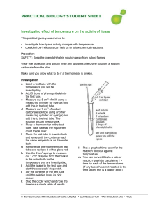 Lipase Activity & Temperature Experiment: Biology Student Guide