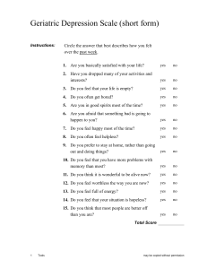 Geriatric Depression Scale (GDS) Short Form: Assessment & Scoring