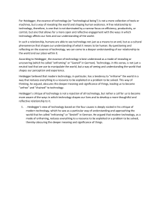 Heidegger's Philosophy of Technology: Enframing and Human Existence