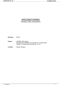 ASHRAE RTS Cooling Load Calculations: Air Conditioning Methodology