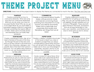 Theme Project Menu: The One and Only Ivan Creative Assignments